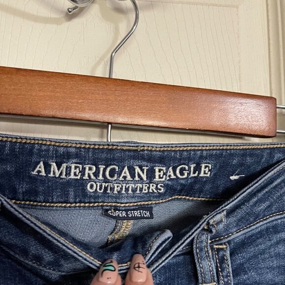 American Eagle Womens Dark Wash Super Hi-Rise Jegging Skinny Jeans Size 2 Short - Picture 2 of 10